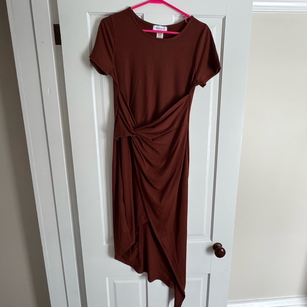Gilli Asymmetrical Burnt Orange Dress